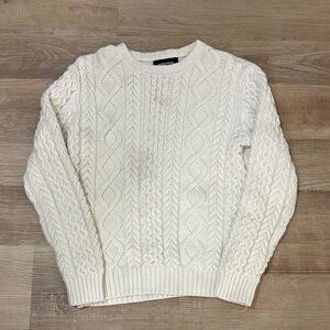 Nordstrom Men's Ivory Cable Knit Crewneck Sweater